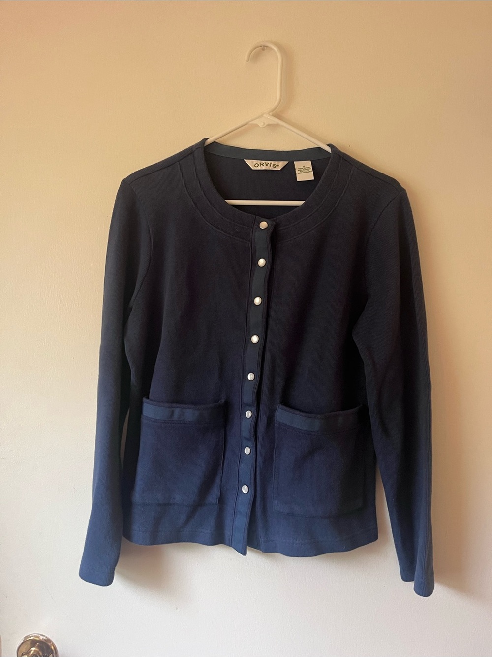 Orvis Women’s Navy Button-Front Women's Sweater Cardigan Size Small